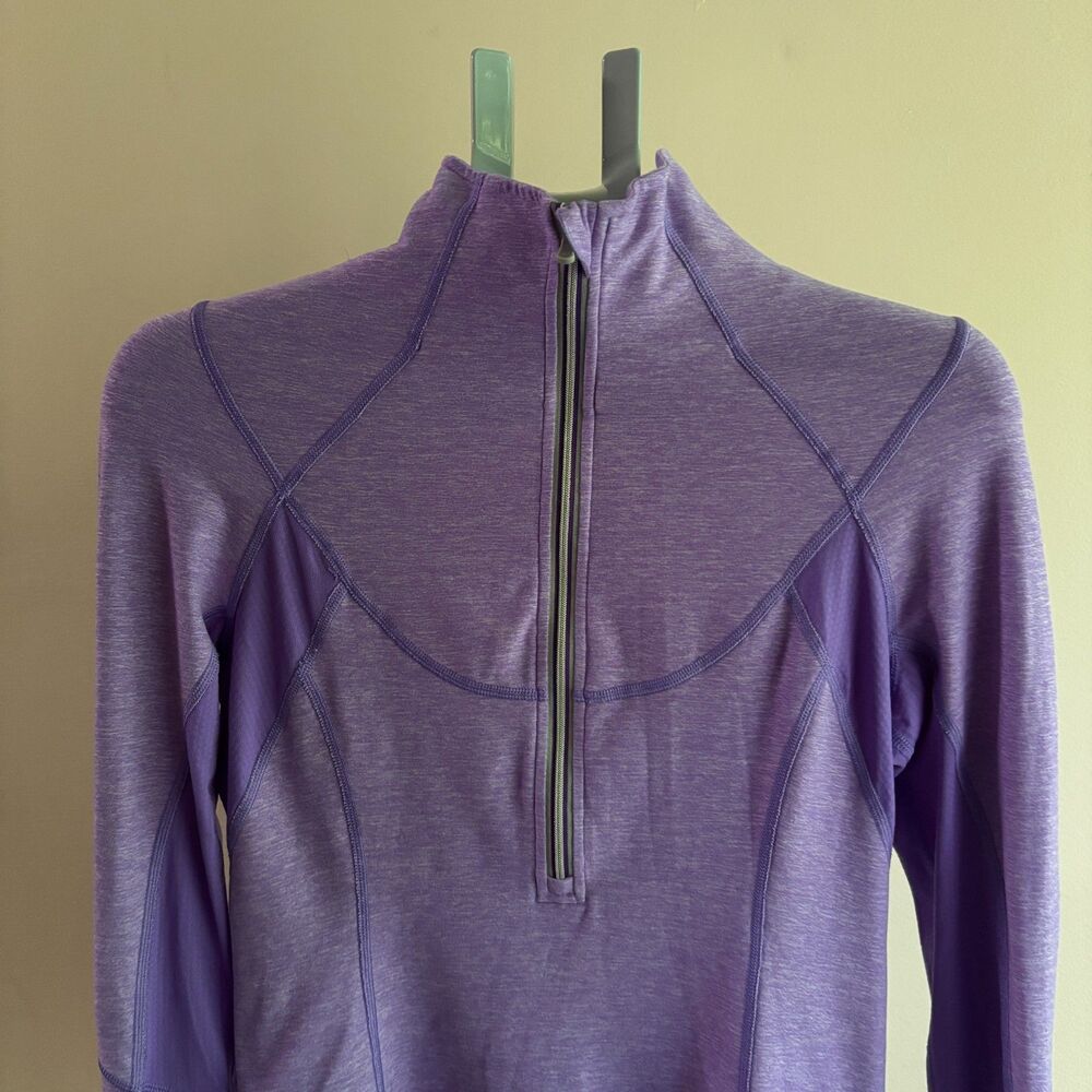 Lululemon Athletica Top Women's Purple Mesh Panels Thumbholes 1/4 Zip Activewear - Picture 8 of 10